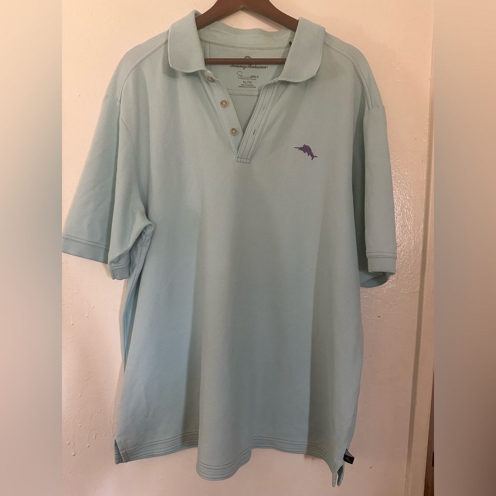 Tommy Bahama Men's XL Emfielder Polo Shirt Light Blue Supima Cotton IslandZone